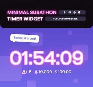 Widget minimalista para subatones • Temporizador de cuenta regresiva limpio para Twitch y YouTube • Seguidores, suscriptores, propinas, bits • Comandos de chat • OBS (StreamElements) - Etsy España