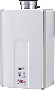 Rinnai V75IN Tankless Hot Water Heater, 7.5 GPM, Natural Gas, Indoor Installation