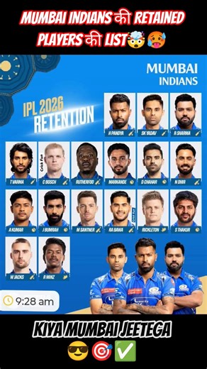 Mumbai Indians की Retained Players की List. RCB dj song. RCB anthem. #mumbaiindians #miplaying11 #mi