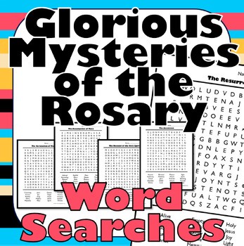 Glorious Mysteries of the Rosary Wordsearches | Rosary Activity Prayer Worksheet