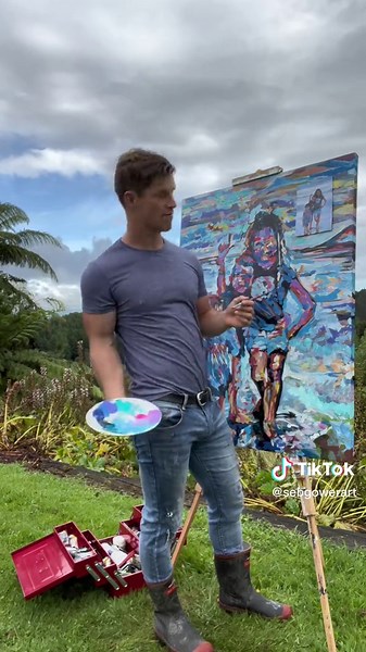 Male Artist Livestream Painting Impressionism: Check Reports 🌺