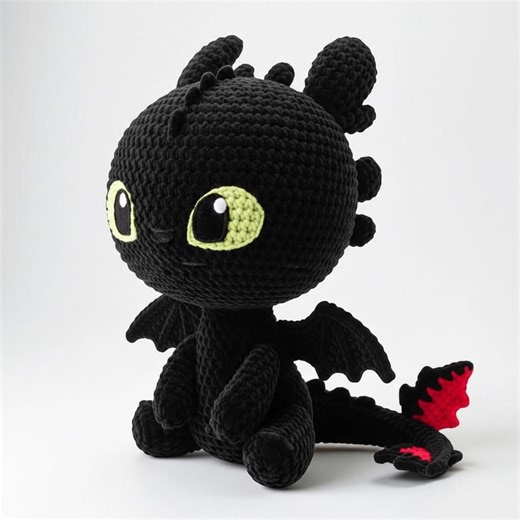 Toothless Dragon Plush - Adorable Handcrafted Chibi Night Fury Crochet Toy, Nighttime Decor & Gift for Dragon Lovers - Etsy