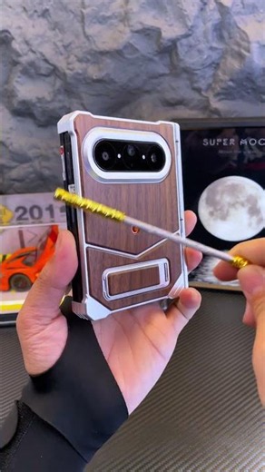 Huawei Pura Xmax, Walnut Wood Hinge Stand Phone Case, Aluminum Alloy Frameless #HuaweiPuraXmax