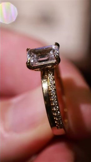 Emerald-Cut Engagement Ring in Yellow Gold Pavé