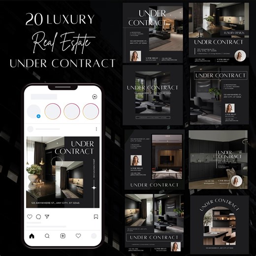 20 Luxury Real Estate Under Contract Canva Templates | Modern Realtor Instagram Post Bundle | Editable Marketing Templates - Etsy