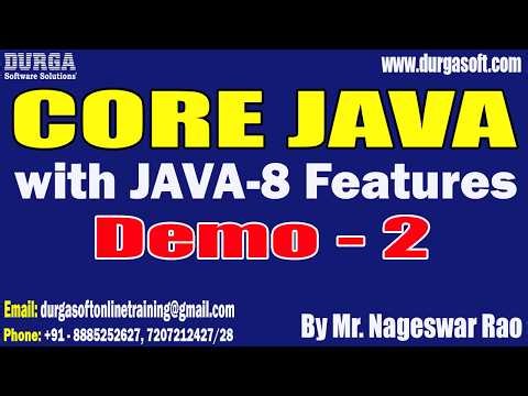 CORE JAVA with JAVA-8 Features tutorials || by Mr. Nageswar Rao On 26-05-2026 @9:30PM (IST)