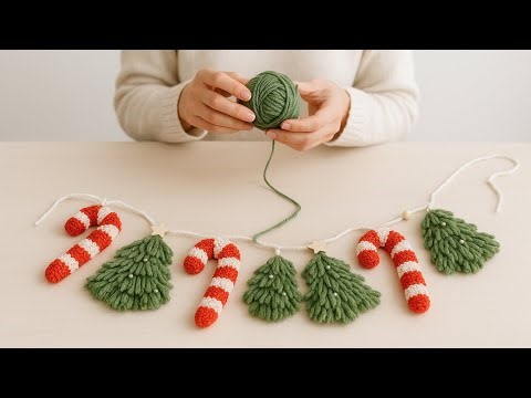 DIY Handmade Needle Punch Christmas Decor | Festive Craft Garland