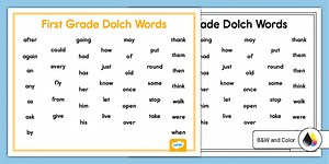 First Grade Dolch Words Mat