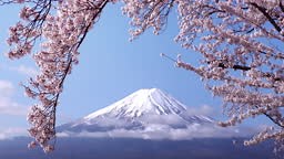 Pemandangan Jepang dengan Gunung Fuji dan sakura di Kawaguchiko...