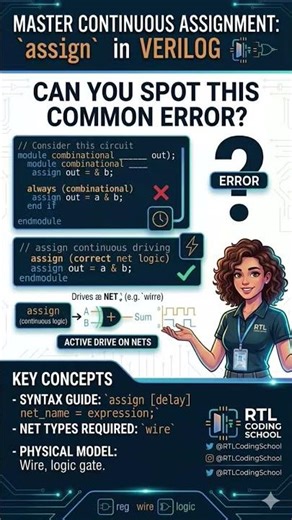 continuous assign statement in verilog| verilog | | assign keyword| #verilog ‪@RTLCodingSchool‬