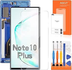 OLED for Samsung Galaxy Note 10 Plus Screen Replacement for Samsung Note 10 Plus LCD Display SM-N975F SM-N975U LCD Digitizer Touch Assembly +Installation Video(Support Fingerprint) (Blue with Frame)