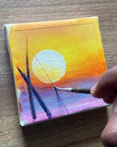 7.5K views · 119 reactions | Winter cardinal at sunset acrylic painting ❄️ #painting #acrylicart #acrylicpainting #artist #art #nature #winter #sunset | Vinee Painting | Facebook