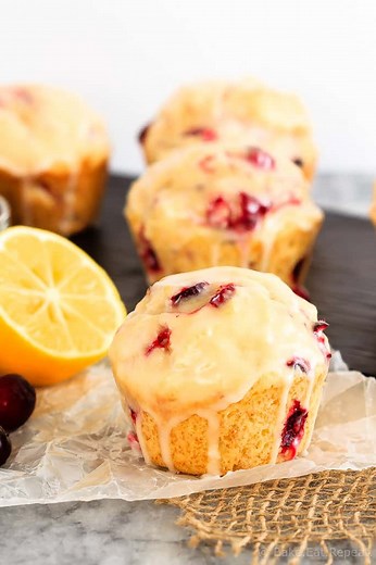 Glazed Lemon Cranberry MuffinsRecipe - Bake. Eat. Repeat.