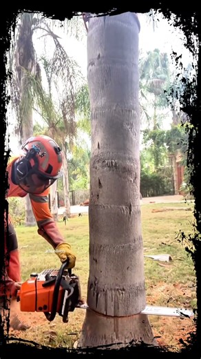 🔥 The STIHL chainsaw easily cuts down large palm trees