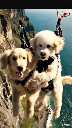 This poodle saved the golden retriever from falling off the cliff.
