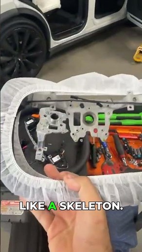 Gutting a Model 3 Steering Wheel for a Yoke #SerenityEV #TeslaModel3 #YokeSteeringWheel #TeslaMods