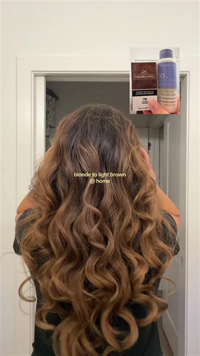 thank goodness this worked!! I used the 7W caramel colorcharm by Wella to get light brown hair at home #hair #haircolor #haircolorchange #wella #wellahair