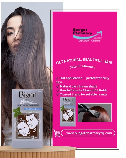 🌟 𝐆𝐞𝐭 𝐍𝐚𝐭𝐮𝐫𝐚𝐥, 𝐁𝐞𝐚𝐮𝐭𝐢𝐟𝐮𝐥 𝐇𝐚𝐢𝐫 𝐂𝐨𝐥𝐨𝐫 𝐢𝐧 𝐌𝐢𝐧𝐮𝐭𝐞𝐬! 🌟 Introducing 𝐁𝐈𝐆𝐄𝐍 𝐒𝐏𝐄𝐄𝐃𝐘 𝐃𝐀𝐑𝐊 𝐁𝐑𝐎𝐖𝐍 𝟖𝟖𝟑 — the perfect solution for quick, long-lasting, and natural-looking hair color. No ammonia, no strong smell, just smooth and easy application with excellent grey coverage! ✨ 𝐖𝐡𝐲 𝐂𝐮𝐬𝐭𝐨𝐦𝐞𝐫𝐬 𝐋𝐨𝐯𝐞 𝐈𝐭: ✔ Fast application — perfect for busy days ✔ Natural dark brown shade ✔ Gentle formula & beautiful finish ✔ Trusted brand for reliabl