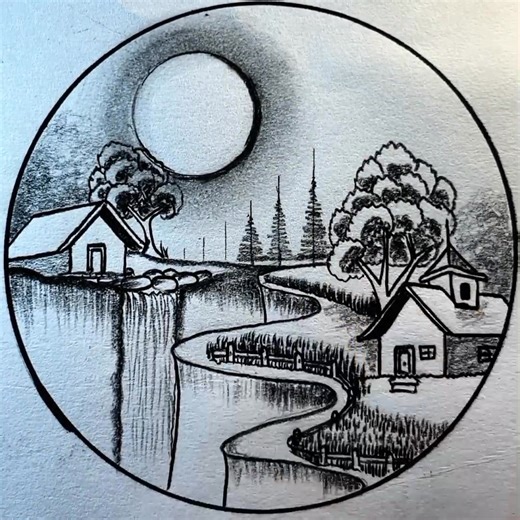 How to draw beautiful mountains view scenery by pencil sketch #pencildrawing #drawing #art #draw #pencilsketch | Tawsif Drawing Gallery