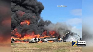This massive B-52 plane aborted on take off and burst into flames on the American Air Force base: 2wsb.tv/1rX3CFe | WSB-TV