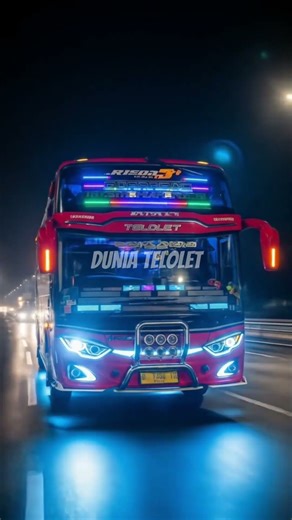 BUS TELOLET MALAM HARI! 🚍✨ Full Lampu Strobo RGB Super Terang | Modifikasi Bus Indonesia Keren Abis!