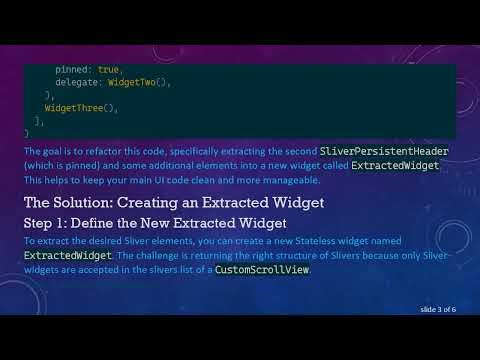 How to Extract CustomScrollView Elements into a Separate Widget in Flutter