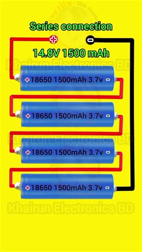🔋Battery Series connection diagram #khairunelectronicsbd #shortsfeed #youtubeshorts #foryou #battery