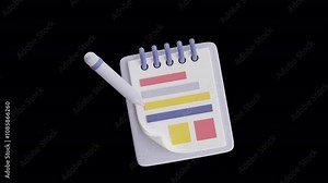 Colorful Notebook with Pen in Flat Design