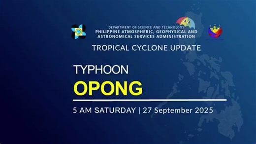 State weather bureau PAGASA gives an update on Typhoon #OpongPH as of 5 AM today, September 27, 2025. | GMA News