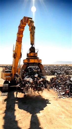 The 30 TON GRAPPLE: Watch This Monster Excavator Crush Scrap Metal!