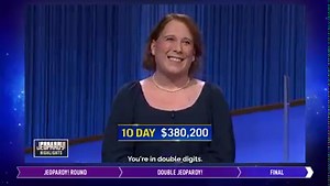 Last night's episode from 11/30/21 had 9-game champ Amy Schneider WAY down after the Jeopardy! round. Would she come back? Watch the highlights below! | Jeopardy!
