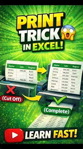 Excel Print Problem SOLVED ⚡ Fit Sheet Perfectly! #excel #exceltips #excelshorts #exceltutorial
