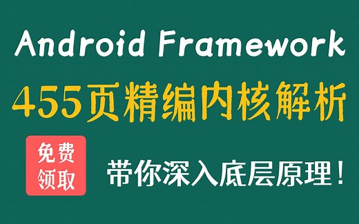 【Android Framework 】455页Framework精编内核解析（免费分享），带你深入底层原理！