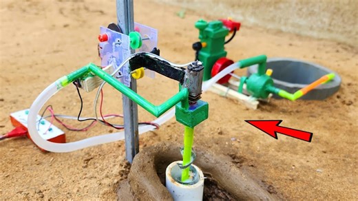 DIY Borewell Drilling Machine & Submersible Water Pump