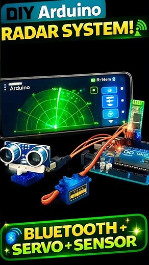 Arduino Radar System 📡 Using Ultrasonic Sensor + Servo Motor | Mobile Bluetooth Radar #shorts #radar
