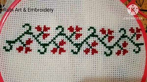 Easy Cross stitch tutorial | dusuti ka border design | Punto Cruz tutorial | Rubi Art & Embroidery