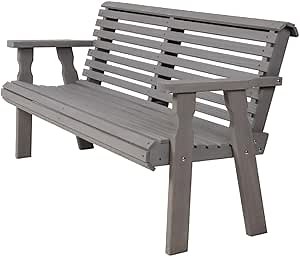 Amish Casual Heavy Duty Roll Back Outdoor Bench (4-Foot, Semi-Solid Grey Stain)