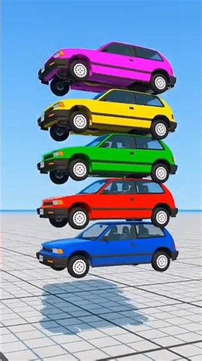 Mixed Rainbow Colour Cars & Buses Fall Crash #23 - BeamNG.Drive #beamngdrive #trending #brazil #usa