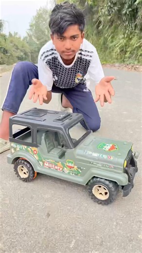 Giant Military Jeep remote control Toy on the Road 😲Real or Toy #ytshort