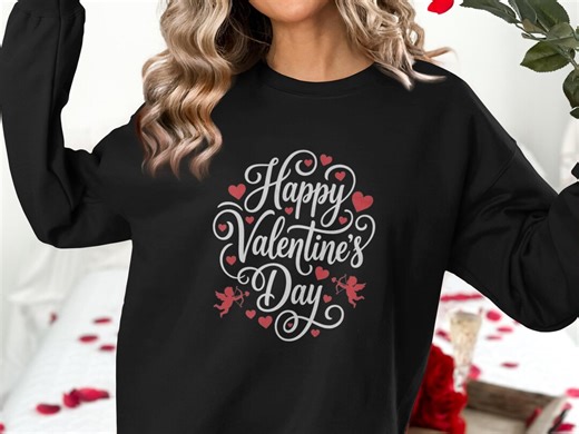 Happy Valentine’s Day Script Heart Apparel - Etsy