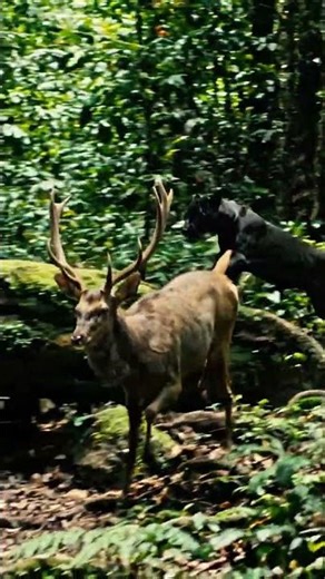 Black leopord vs Deer