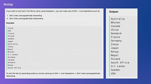 Notepad++ sort by name with example