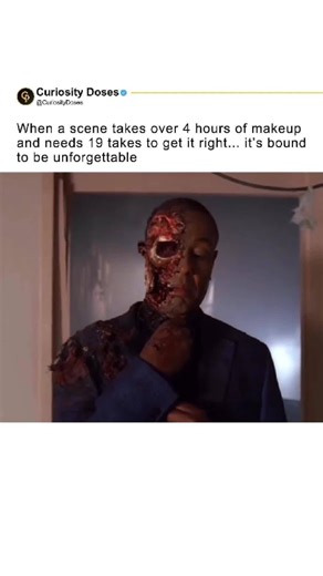 Curiosity Doses on Instagram: "The death scene of Gustavo Fring in Breaking Bad is considered one of the most impactful moments in modern television. Shown in Season 4, Episode “Face Off” (2011), it featured the character, played by Giancarlo Esposito, calmly walking out of a room after an explosion, adjusting his tie as if nothing had happened — until the camera revealed half of his face destroyed. The shocking imagery and flawless execution turned the moment into a pop culture icon. Behind the