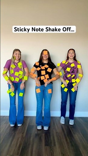 Who can SHAKE OFF the Sticky Notes FASTEST?! 👀😱🤣 | Triple Charm #Shorts