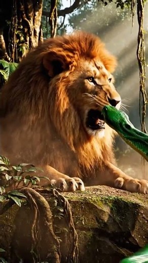Lion vs Python – Epic Jungle Fight #cinematicwildlife #wildlifeentertainment #aicreaturefight