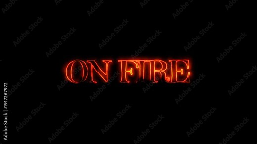 On Fire text message animation with burning and flame effects on black background