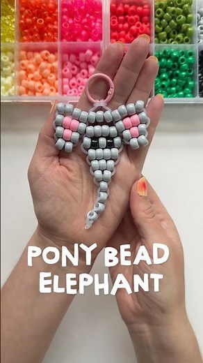 Pony bead elephant 🐘 #ponybeads #diykeychain #diy #elephant #kidscrafts