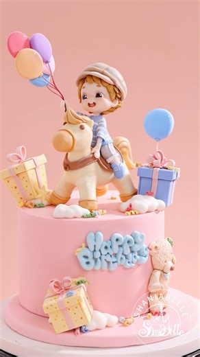 ✨🎠 Wooden Carousel Boy Fondant Cake Online Course 🎂👦#fondantcake #cakedecorating #fondanttoppers