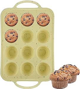Silicone Muffin Pan Cupcake Pan Molds for Baking 12 Cups Stainless Steel Bowl，Muffin Molder for Muffins and Cupcakes—Cupcake silicone molder