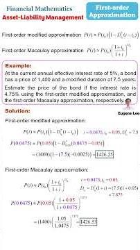 Asset-Liability Management: 04 First Order Approximation